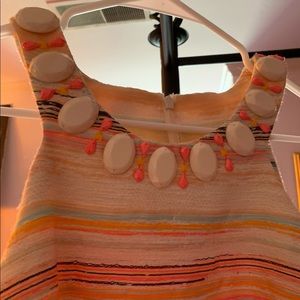 Trina Turk multicolor jacquard dress w beaded neck